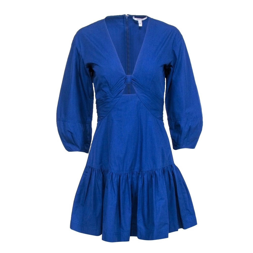 Derek Lam 10 Crosby Blue Cutout Mini Dress Long Sleeve Cotton Size 2